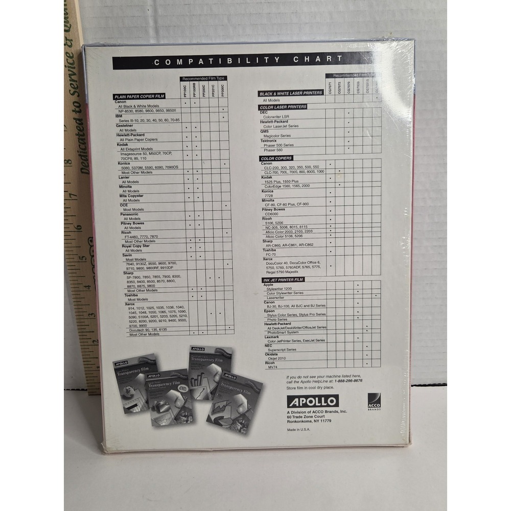 NEW Apollo Inkjet Transparency Film - 50 Sheets CG7039 Premium Quality 8.5 x 11 - Picture 2 of 2